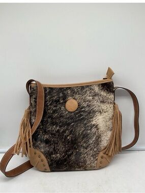 Hair-On Hide Leather Fringe Crossbody Bag